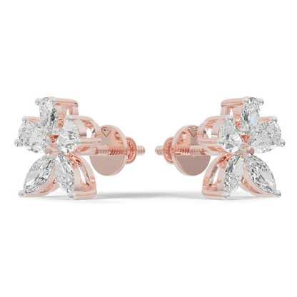 Guru Jewel's Fancy Shaped Diamond Studded Devastating Silver Earrings For Her