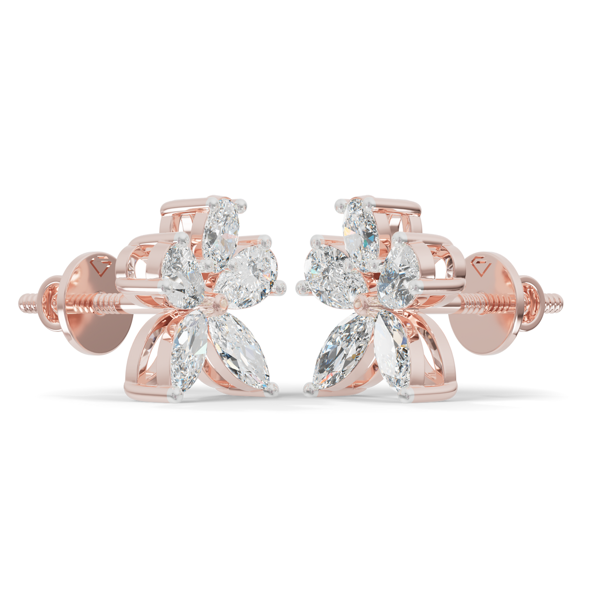 Guru Jewel's Fancy Shaped Diamond Studded Devastating Silver Earrings For Her