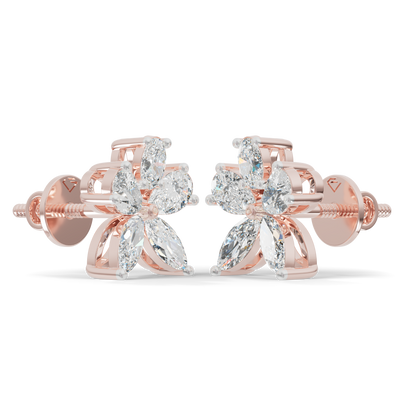 Guru Jewel's Fancy Shaped Diamond Studded Devastating Silver Earrings For Her
