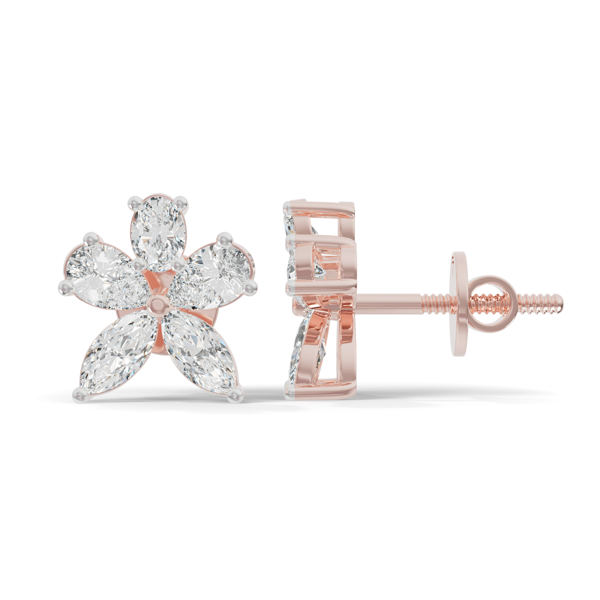 Guru Jewel's Fancy Shaped Diamond Studded Devastating Silver Earrings For Her