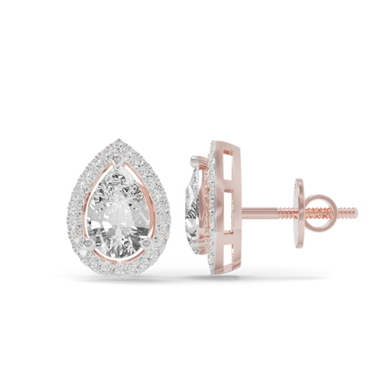 Guru Jewel's Pear Shaped Fancy Diamond Studded Impressive Silver Earrings For Her