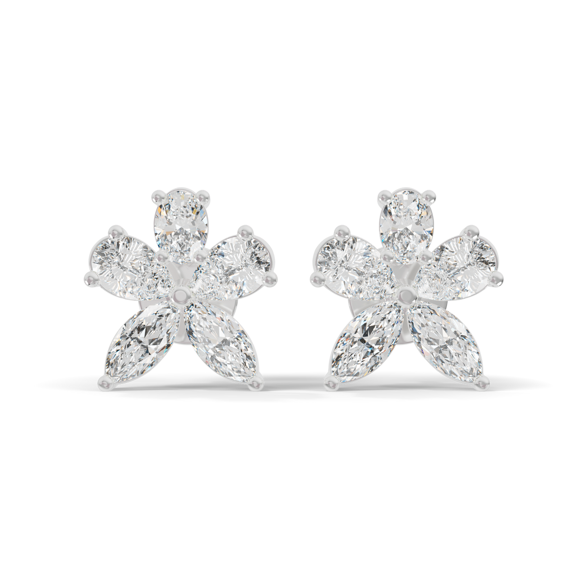 Guru Jewel's Fancy Shaped Diamond Studded Devastating Silver Earrings For Her