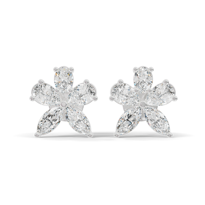 Guru Jewel's Fancy Shaped Diamond Studded Devastating Silver Earrings For Her