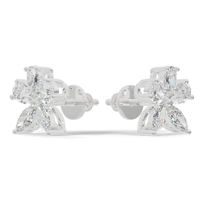 Guru Jewel's Fancy Shaped Diamond Studded Devastating Silver Earrings For Her