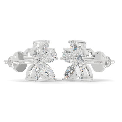 Guru Jewel's Fancy Shaped Diamond Studded Devastating Silver Earrings For Her