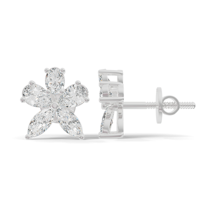 Guru Jewel's Fancy Shaped Diamond Studded Devastating Silver Earrings For Her