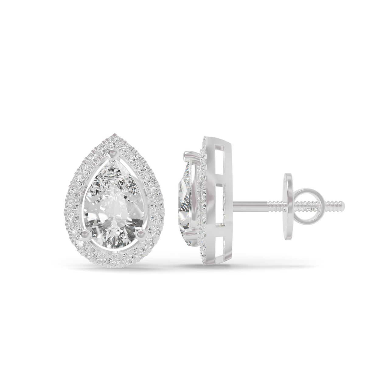 Guru Jewel's Pear Shaped Fancy Diamond Studded Impressive Silver Earrings For Her