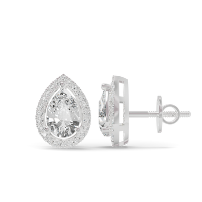 Guru Jewel's Pear Shaped Fancy Diamond Studded Impressive Silver Earrings For Her