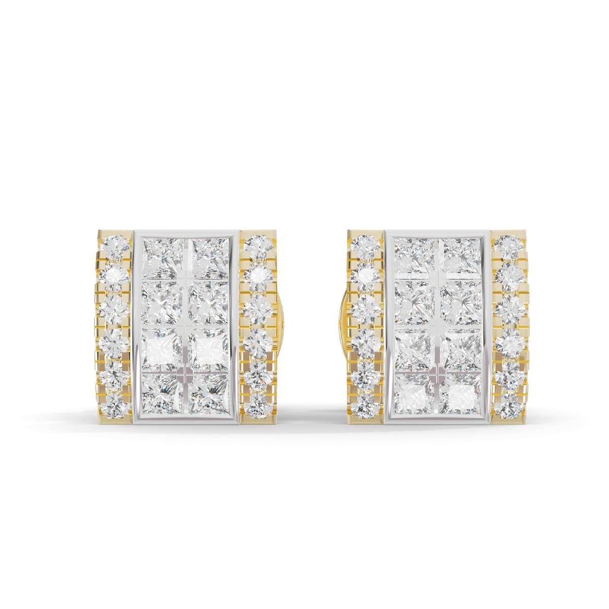 Guru Jewel's Exquisite Diamond-Encrusted Square Block Designer Earrings for Her