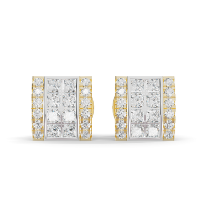 Guru Jewel's Exquisite Diamond-Encrusted Square Block Designer Earrings for Her