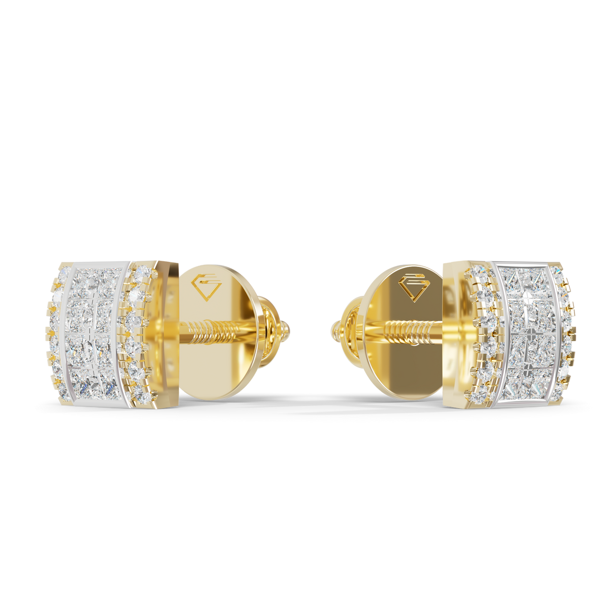 Guru Jewel's Exquisite Diamond-Encrusted Square Block Designer Earrings for Her