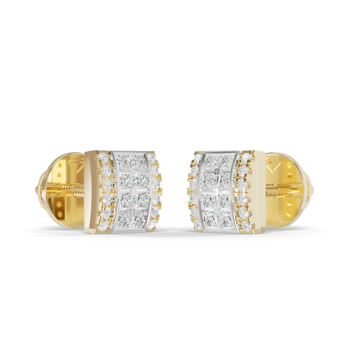 Guru Jewel's Exquisite Diamond-Encrusted Square Block Designer Earrings for Her