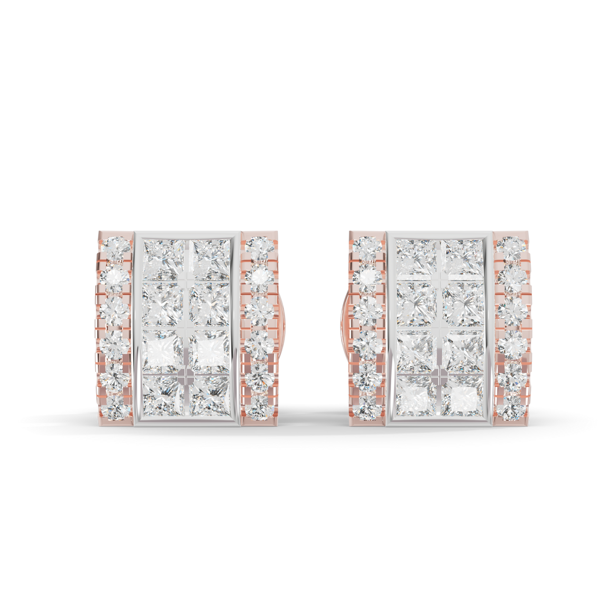 Guru Jewel's Exquisite Diamond-Encrusted Square Block Designer Earrings for Her