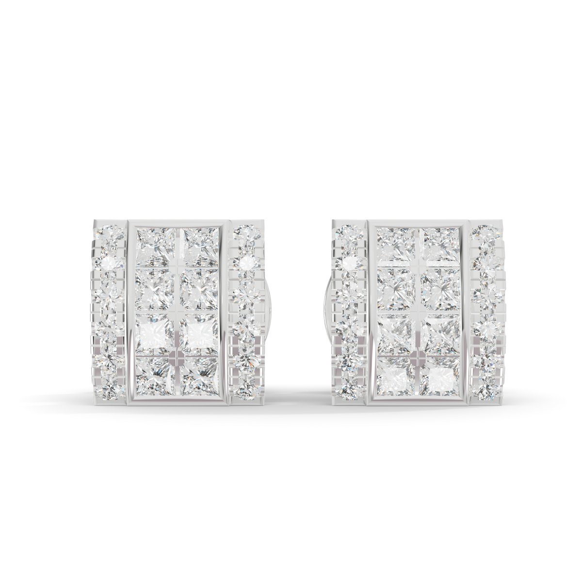 Guru Jewel's Exquisite Diamond-Encrusted Square Block Designer Earrings for Her