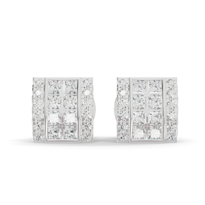 Guru Jewel's Exquisite Diamond-Encrusted Square Block Designer Earrings for Her