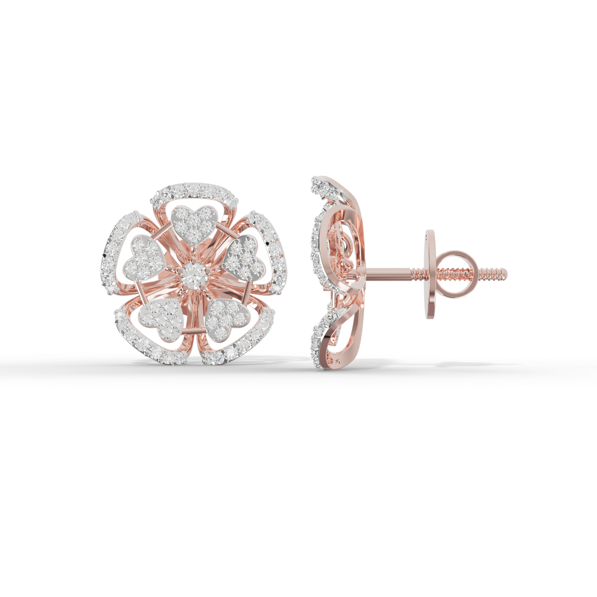 Guru Jewel's Luminous Openwork Petal Diamond-Simulant Earrings for Her