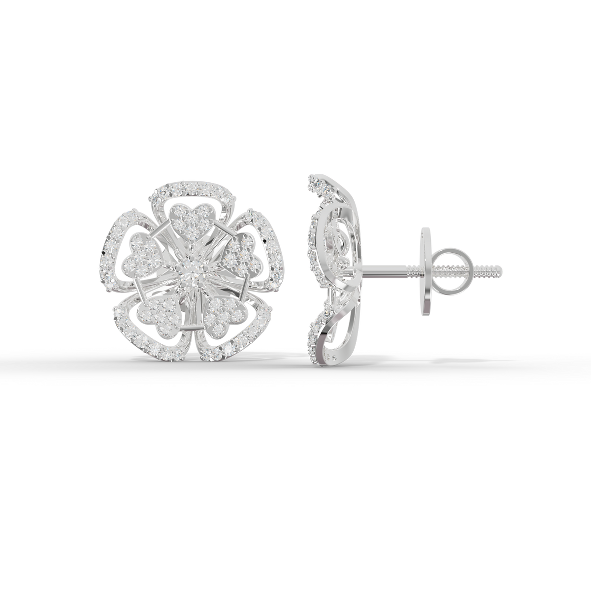Guru Jewel's Luminous Openwork Petal Diamond-Simulant Earrings for Her