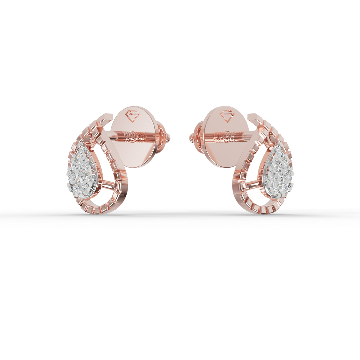Guru Jewel's Radiant Teardrop Pave-Border Silver Earrings for Her
