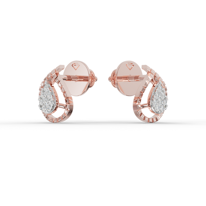 Guru Jewel's Radiant Teardrop Pave-Border Silver Earrings for Her