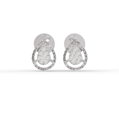 Guru Jewel's Radiant Teardrop Pave-Border Silver Earrings for Her