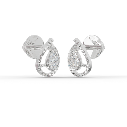 Guru Jewel's Radiant Teardrop Pave-Border Silver Earrings for Her