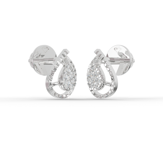 Guru Jewel's Radiant Teardrop Pave-Border Silver Earrings for Her