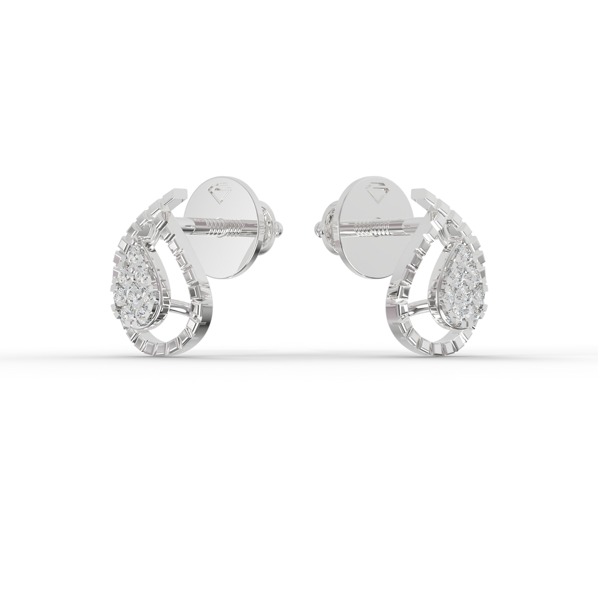 Guru Jewel's Radiant Teardrop Pave-Border Silver Earrings for Her