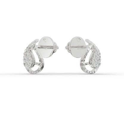 Guru Jewel's Radiant Teardrop Pave-Border Silver Earrings for Her