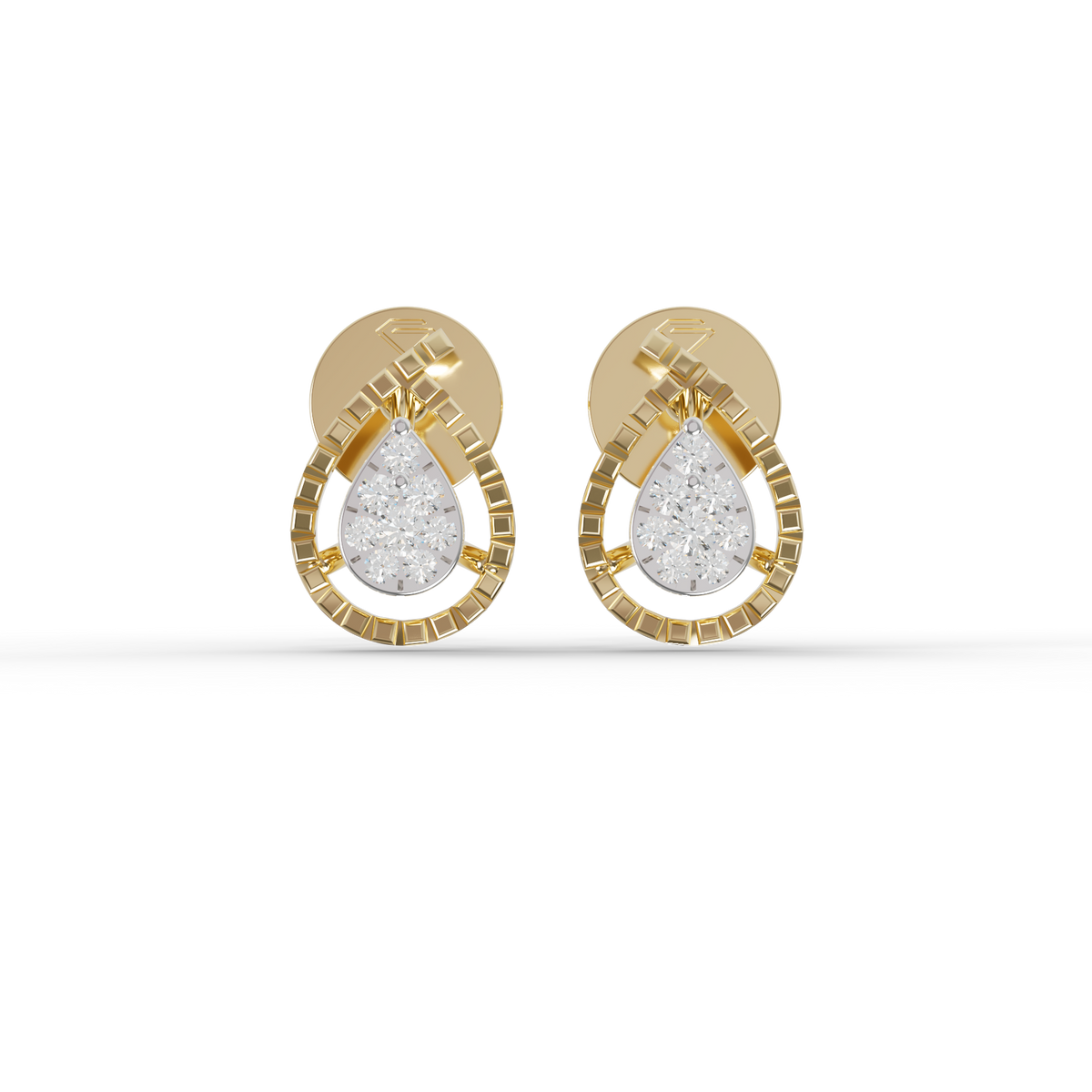 Guru Jewel's Radiant Teardrop Pave-Border Silver Earrings for Her