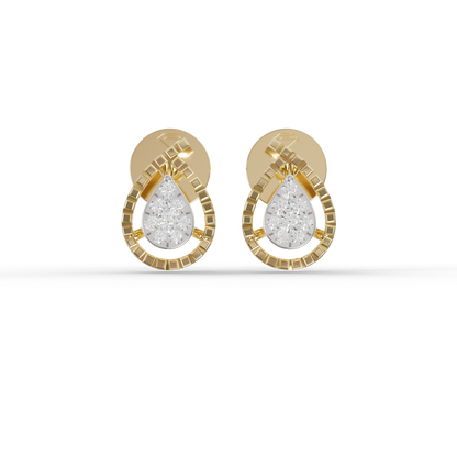Guru Jewel's Radiant Teardrop Pave-Border Silver Earrings for Her
