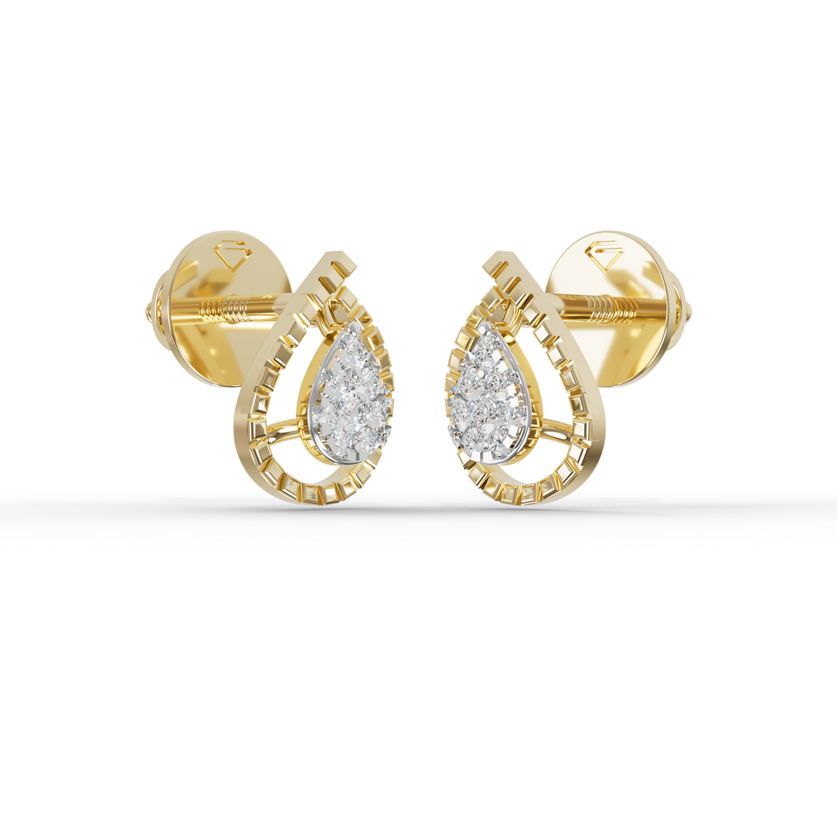 Guru Jewel's Radiant Teardrop Pave-Border Silver Earrings for Her