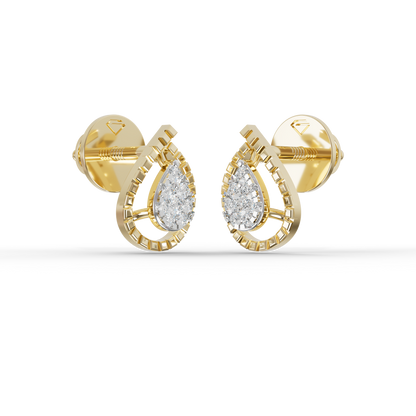 Guru Jewel's Radiant Teardrop Pave-Border Silver Earrings for Her
