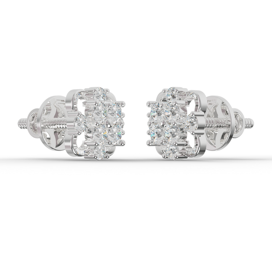 Guru Jewel's Luminous Round Pave Cluster with Open Scrollwork Frame Earrings for Her