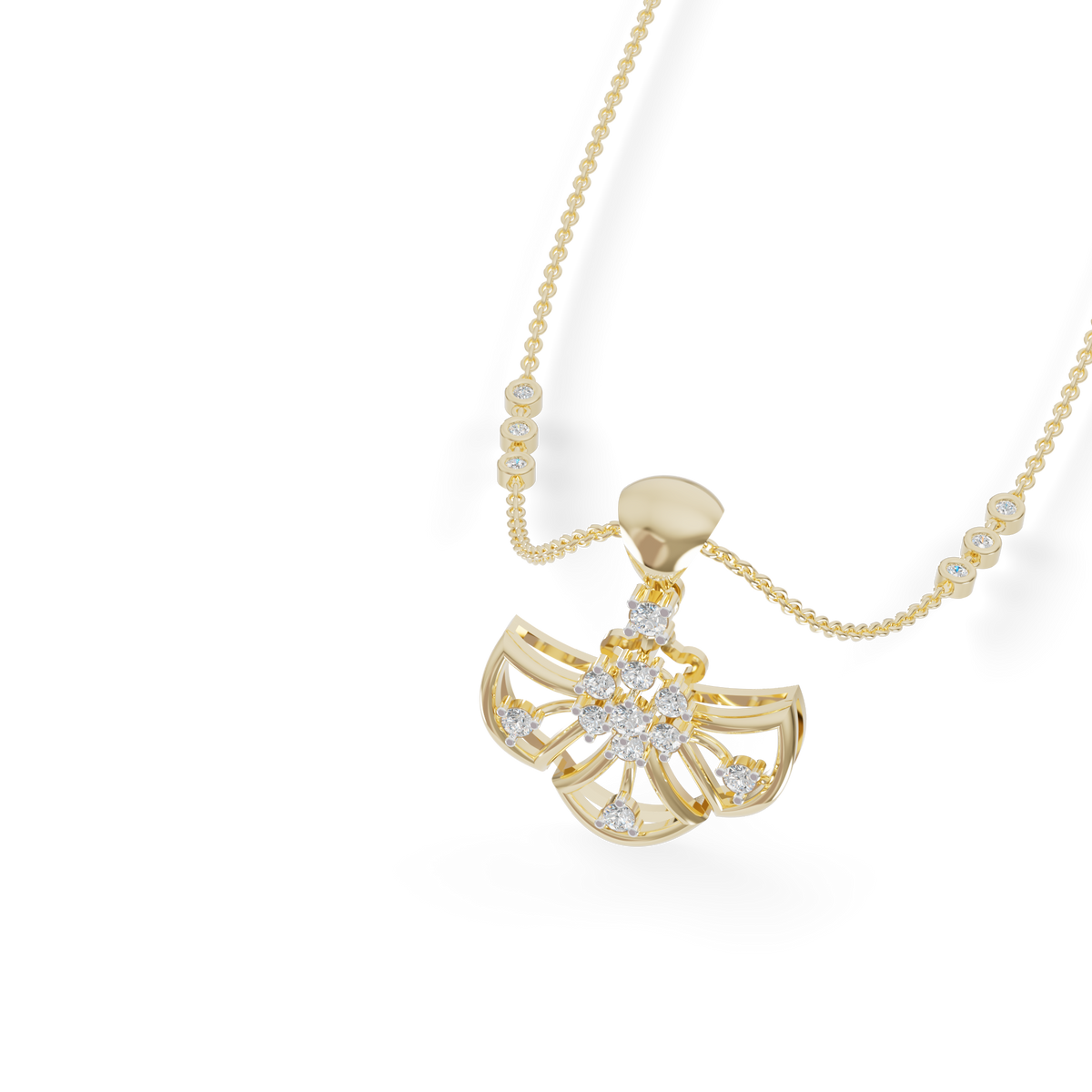 Guru Jewel's Radiant Fan-Shaped Silver Pendant for Her