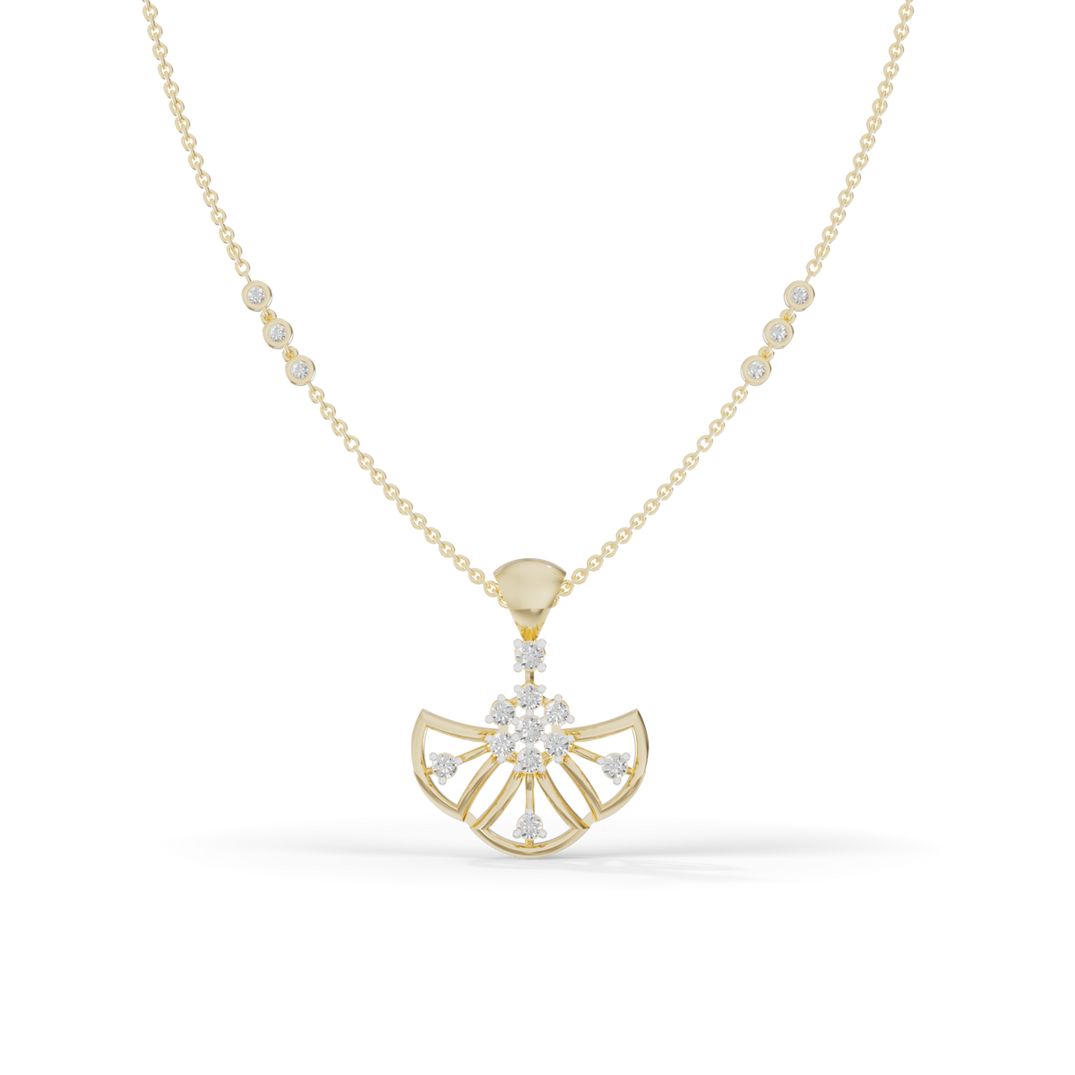 Guru Jewel's Radiant Fan-Shaped Silver Pendant for Her