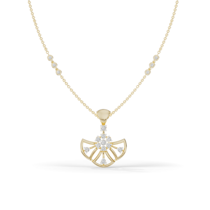 Guru Jewel's Radiant Fan-Shaped Silver Pendant for Her