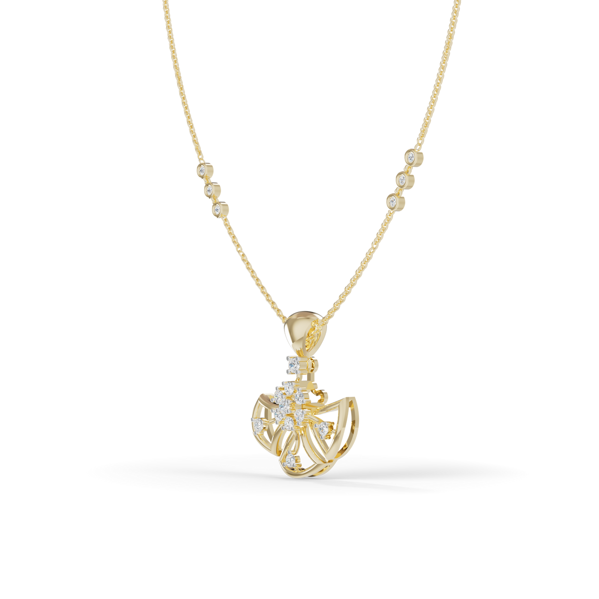 Guru Jewel's Radiant Fan-Shaped Silver Pendant for Her