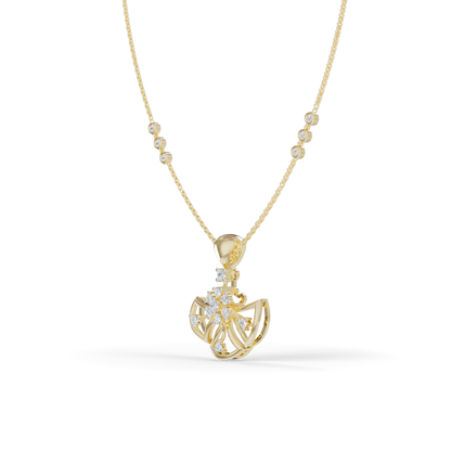 Guru Jewel's Radiant Fan-Shaped Silver Pendant for Her