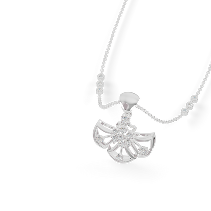 Guru Jewel's Radiant Fan-Shaped Silver Pendant for Her