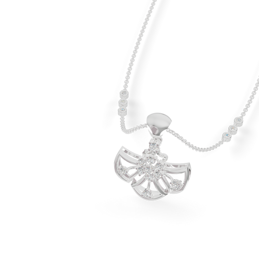 Guru Jewel's Radiant Fan-Shaped Silver Pendant for Her