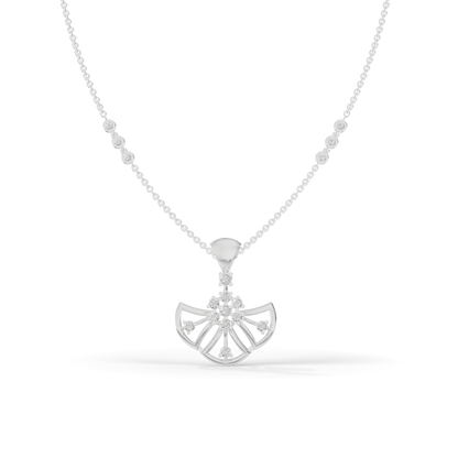 Guru Jewel's Radiant Fan-Shaped Silver Pendant for Her