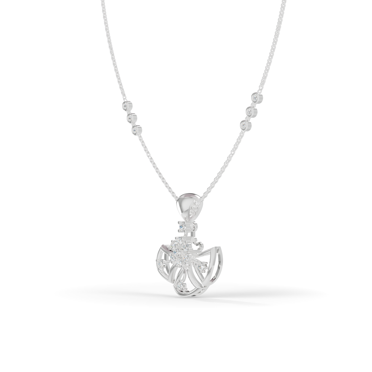 Guru Jewel's Radiant Fan-Shaped Silver Pendant for Her