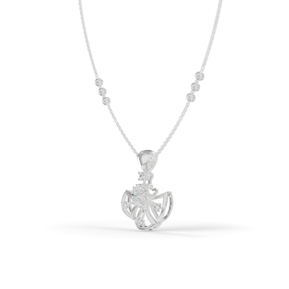 Guru Jewel's Radiant Fan-Shaped Silver Pendant for Her