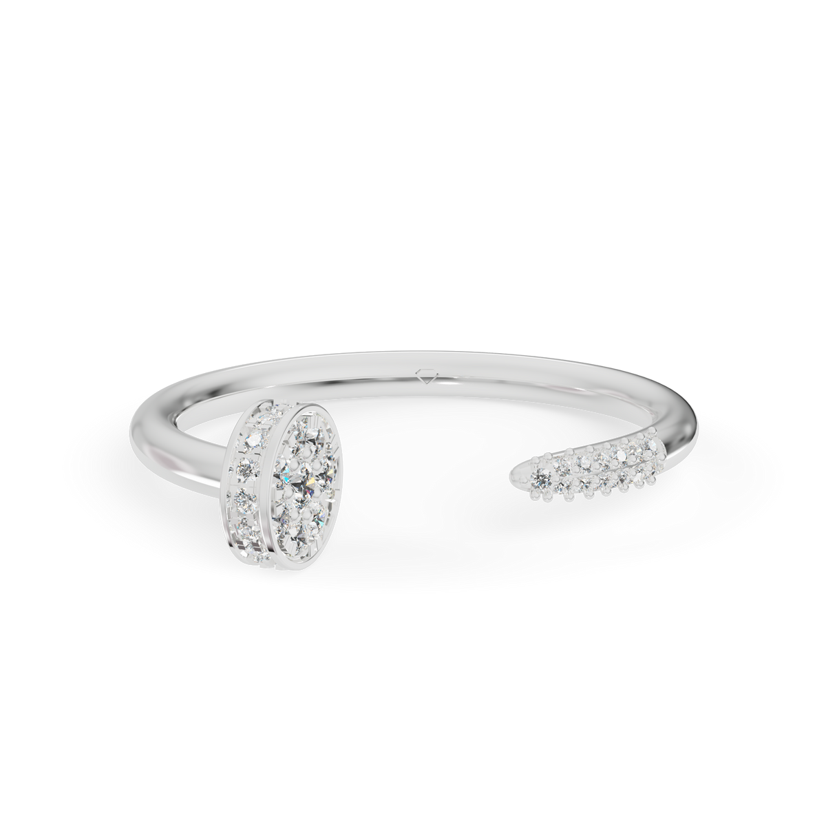 Guru Jewel's Open Cuff Nail-Inspired Diamond Silver Ring for Her