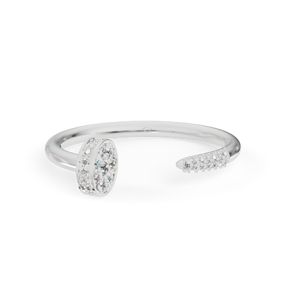 Guru Jewel's Open Cuff Nail-Inspired Diamond Silver Ring for Her