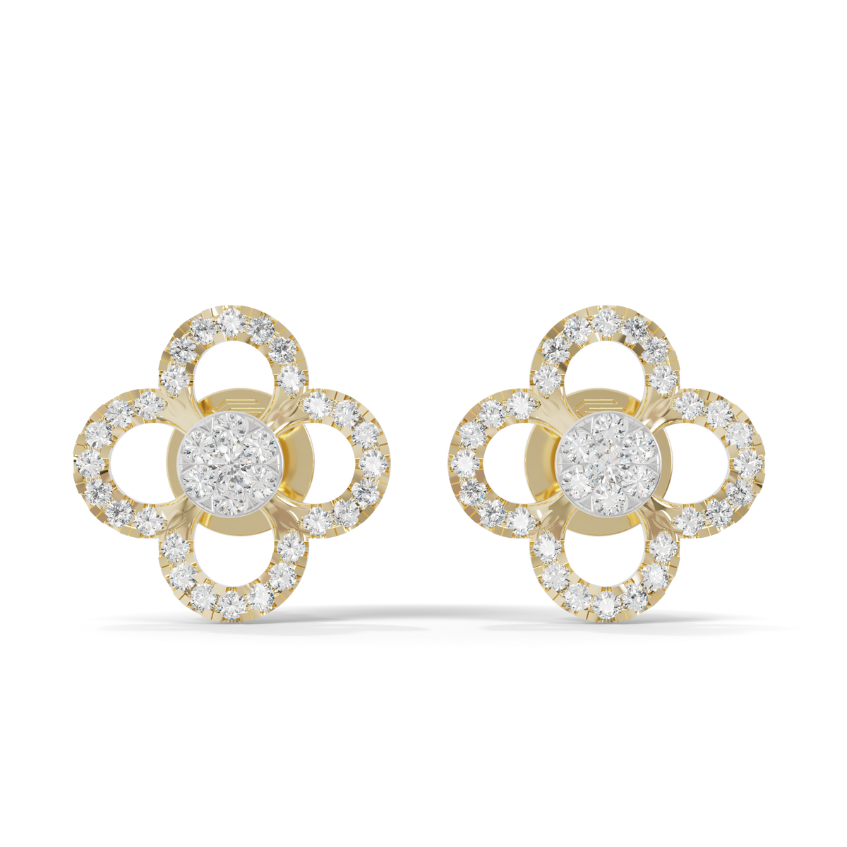 Guru Jewel's Elegant Four Leaf Diamond Cluster Stud Earrings for Her