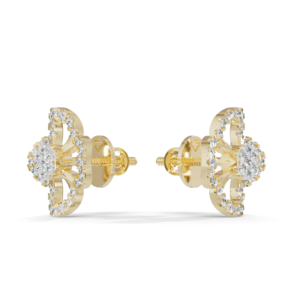 Guru Jewel's Elegant Four Leaf Diamond Cluster Stud Earrings for Her