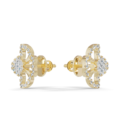 Guru Jewel's Elegant Four Leaf Diamond Cluster Stud Earrings for Her