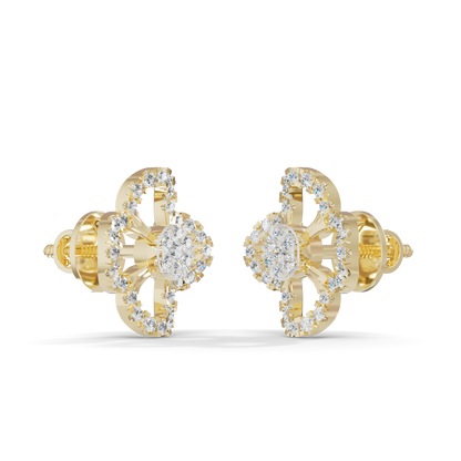 Guru Jewel's Elegant Four Leaf Diamond Cluster Stud Earrings for Her