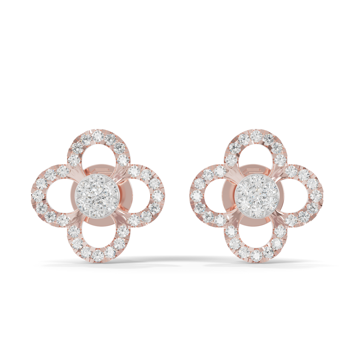 Guru Jewel's Elegant Four Leaf Diamond Cluster Stud Earrings for Her